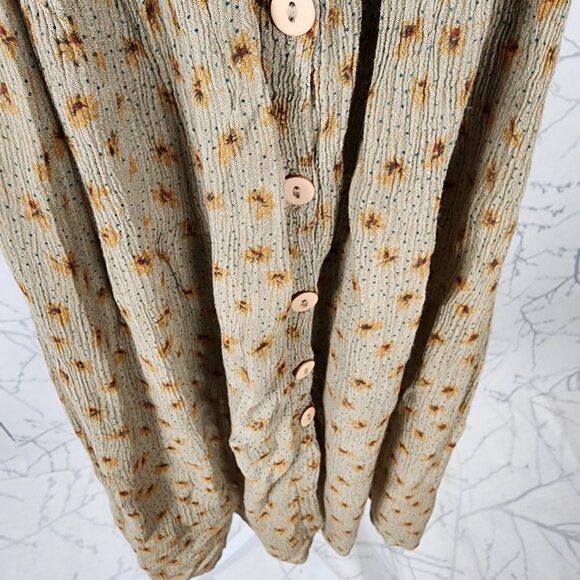 Meadow Lane Gold Beige Floral Embroidered Empire Waist Dress - Picture 3 of 8